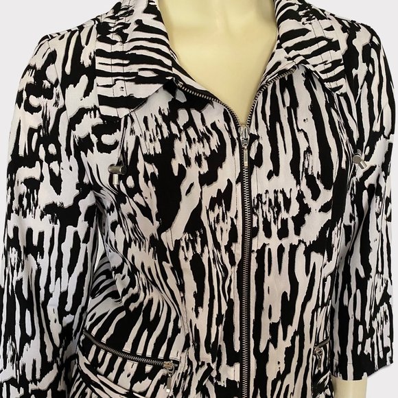 New Zenergy Neema brush strokes jacket size 0 black/white 3/4 sleeve - Picture 5 of 8
